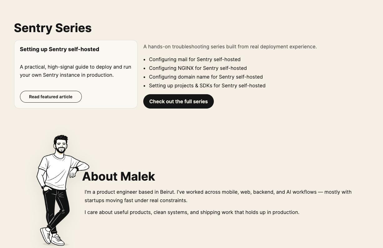 Sentry section and About section layout during refinement