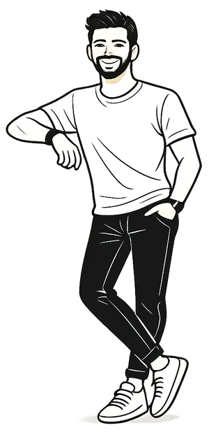 Illustration of Malek standing