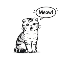 Playful cat sticker saying Meow